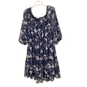 Ryan Michelle Women's Dress Size XL Dark Navy Blue Floral Off The Shoulder NWOT